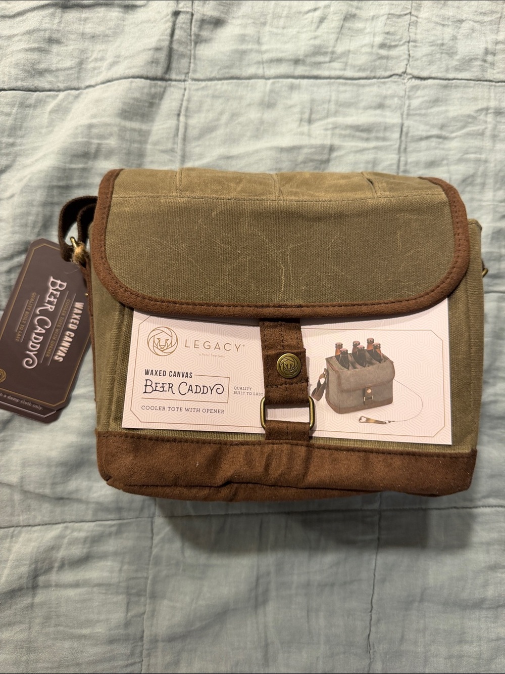 Legacy Waxed Canvas Duffel Beer Caddy - Olive and Brown
